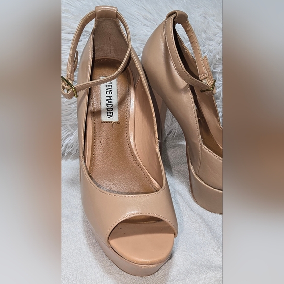 Blush Steve Madden Heels Aomplis Leather Upper S-6 - Picture 13 of 16